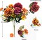 Citrus; 3 Pcs Artificial Fall Flowers Bouquet – Silk Chrysanthemum Rose Daisy Fake Mums Arrangement, Faux Autumn Floral Decor for Home, Porch, Wedding, Party, Table Centerpieces Indoor & Outdoor Use; Category:Bundles & Bouquets; Image:3